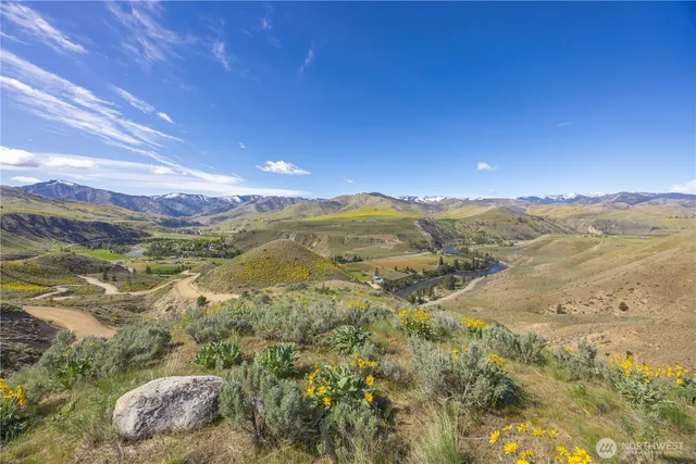 a view of a city with mountains in the background