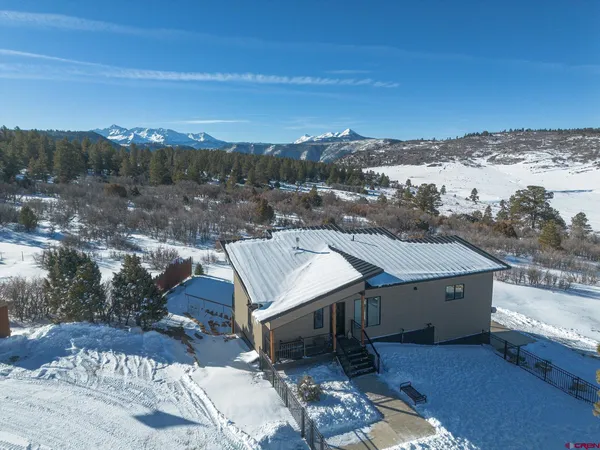 a view of backyard with large trees