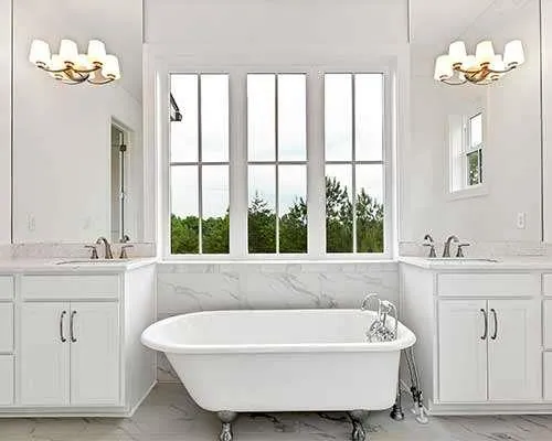 a bathroom with a shower and a toilet