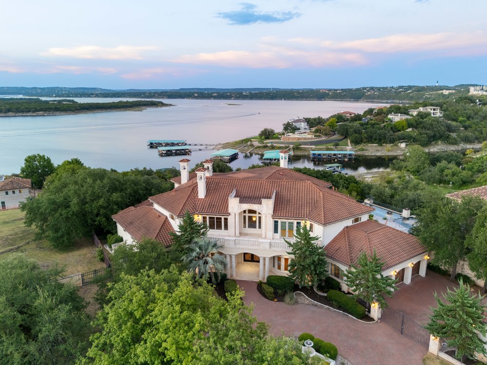 217 Bella Riva Drive Austin, TX 78734 - Photo 34 of 36 an aerial view of house with yard and lake view