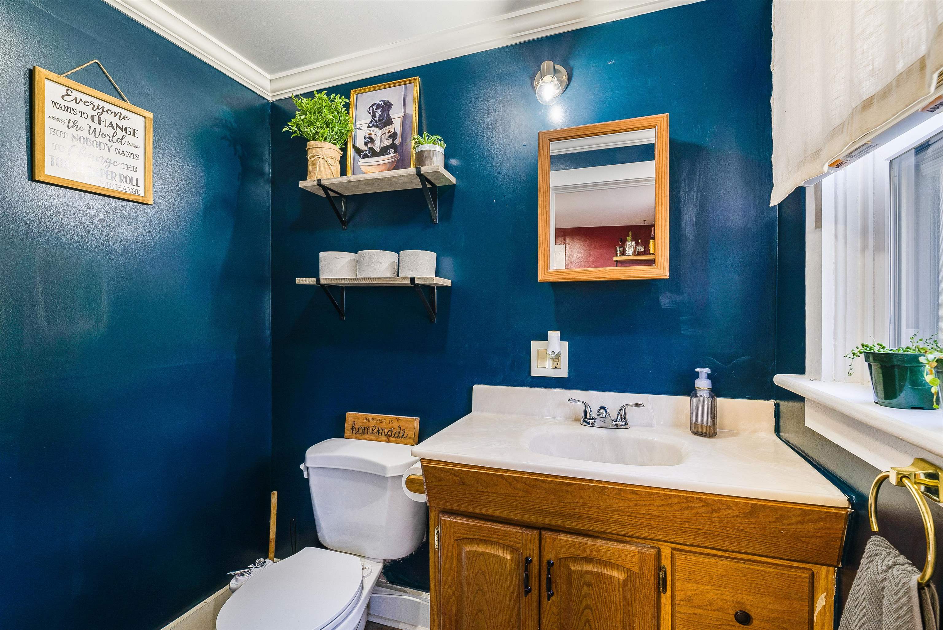 806 Randolph Street Staunton, VA 24401 - Photo 12 of 25 a bathroom with a sink a toilet and a mirror