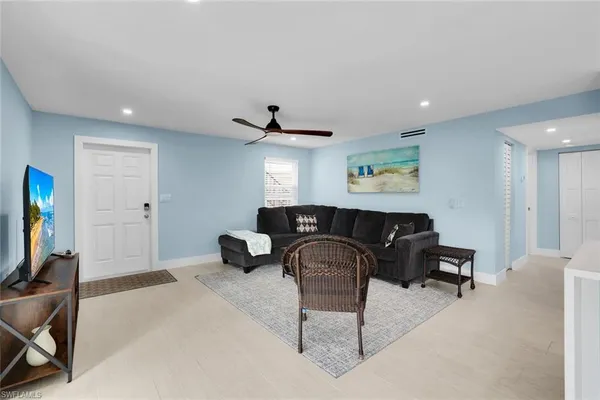 a living room with furniture