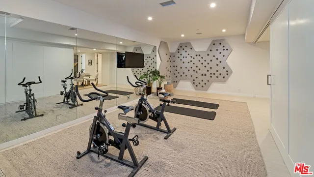 a view of a room with gym equipment