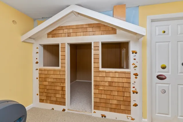 a front view of a house with a windows