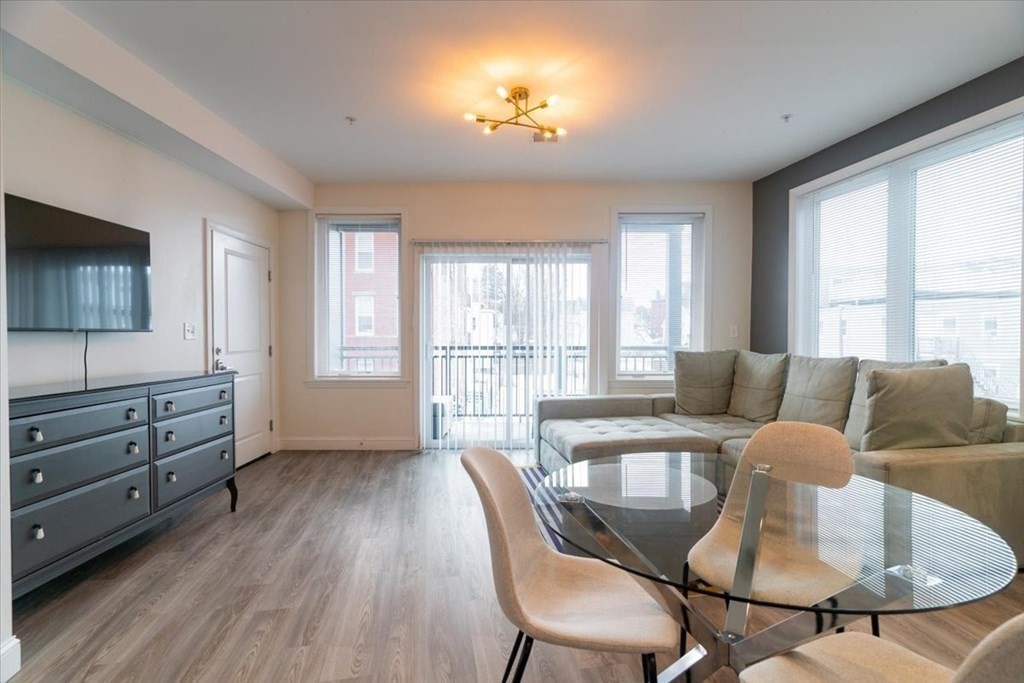 92 George Street, Unit 101 Boston, MA 02119 - Photo 3 of 31 a living room with furniture and a flat screen tv