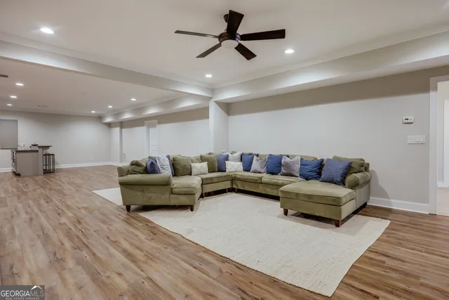 an aerial view of a yard