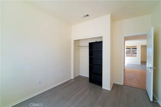 an empty room with closet