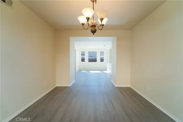 a view of a chandelier in a room