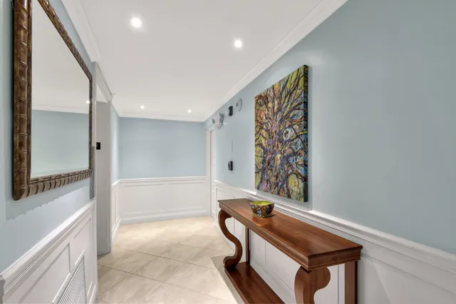 a view of a city and ocean view