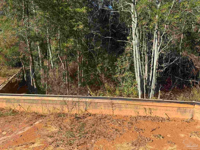 a view of yard with swimming pool and trees