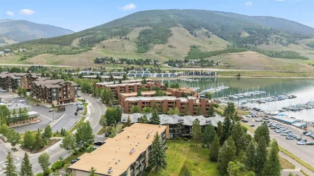 a view of a lake with a mountain