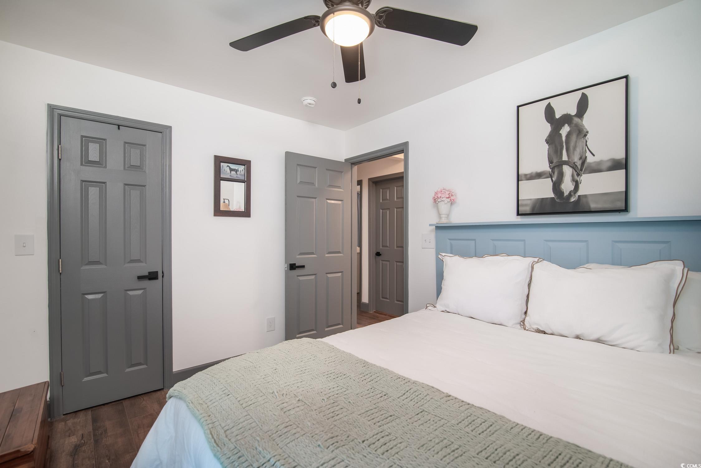 1714 Oak Street Georgetown, SC 29440 - Photo 19 of 40 Bedroom with ceiling fan and dark hardwood / wood-
