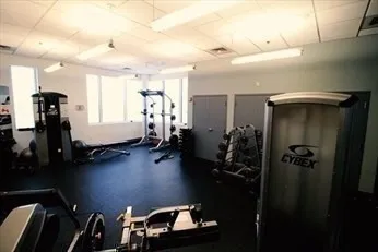 a room with gym equipment