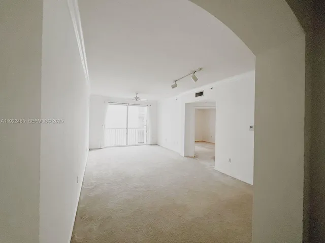 a view of a big room with closet and windows