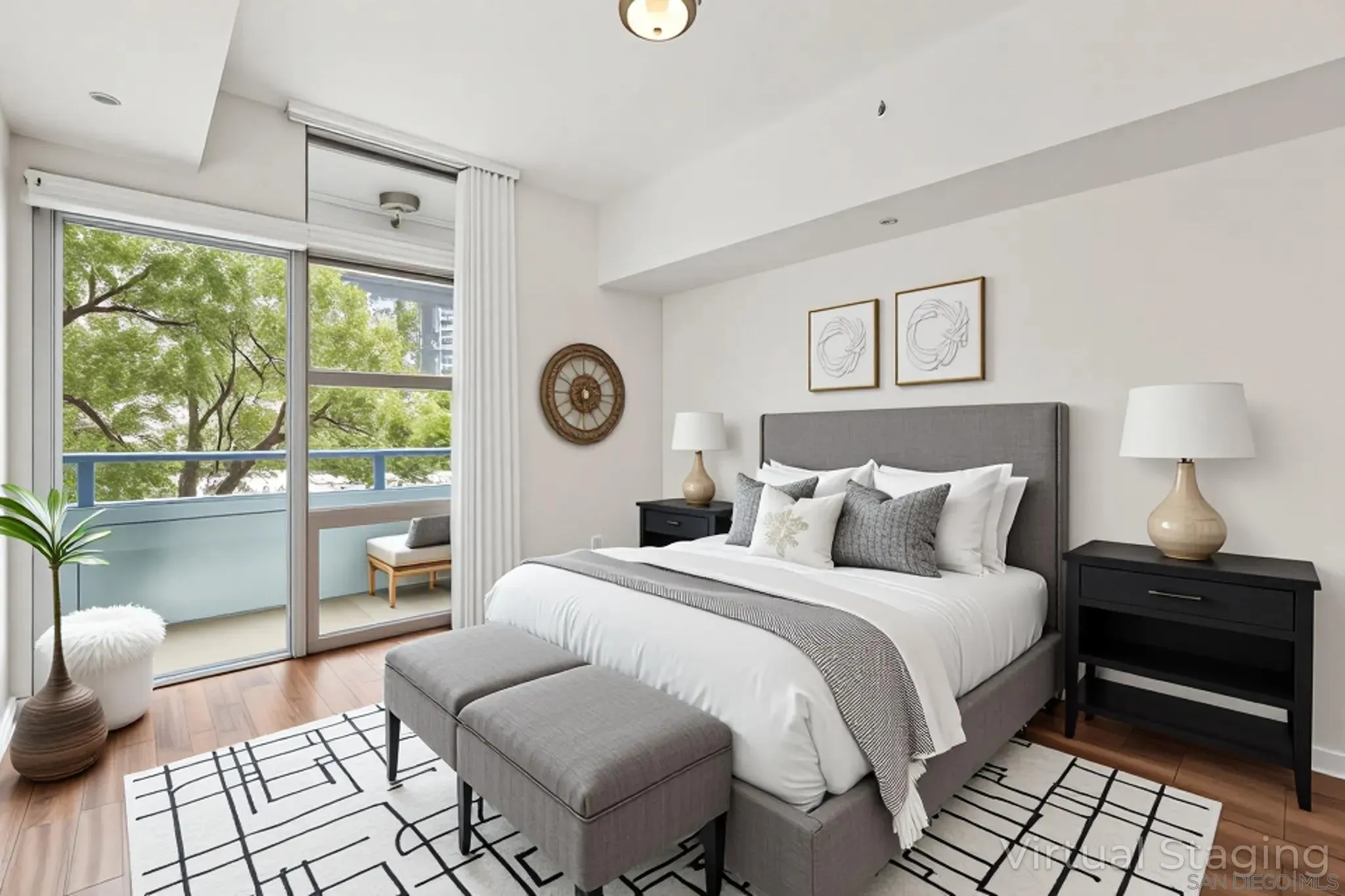 206 Park Boulevard, Unit 307 San Diego, CA 92101 - Photo 16 of 42 a bedroom with a bed and a large window