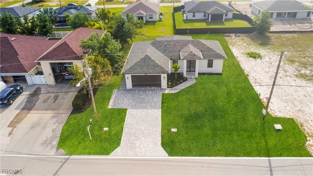 an aerial view of a house