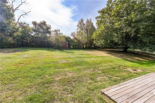 a view of a large yard with an outdoor space