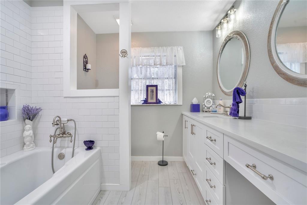 8431 Delaware Drive Weeki Wachee, FL 34607 - Photo 26 of 64 a bathroom with a sink mirror and a bathtub