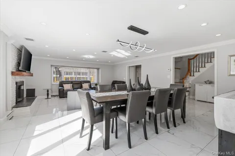 a view of a dining area with furniture