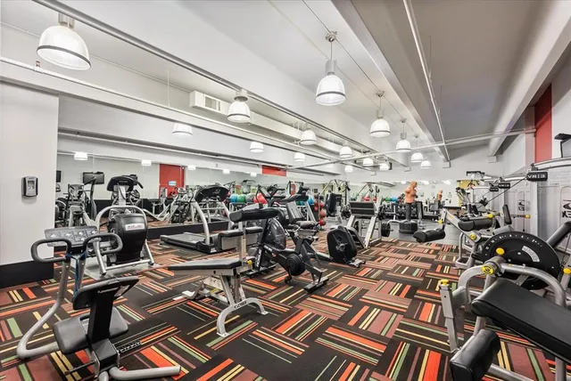 a view of a room with gym equipment
