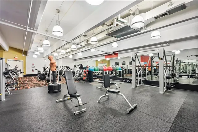 a view of a room with gym equipment