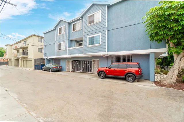 a car parked in front of a building
