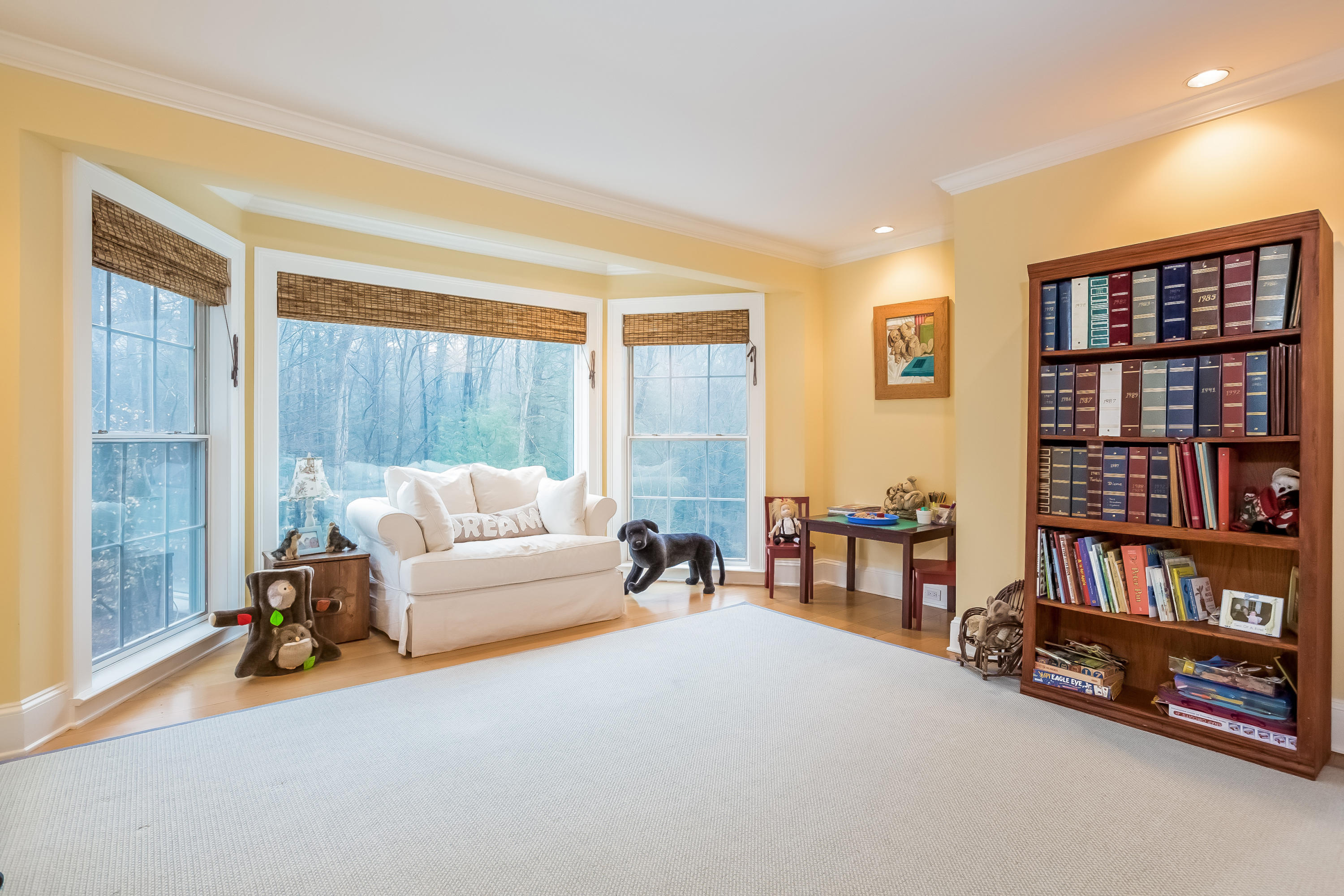 269 Valley Road New Canaan, CT 06840 - Photo 16 of 21 a living room with furniture and a book shelf