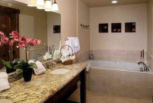 1979 Ski Hill Road, Unit 1314AB Breckenridge, CO 80424 - Photo 7 of 14 a bathroom with a granite countertop sink a mirror and vanity