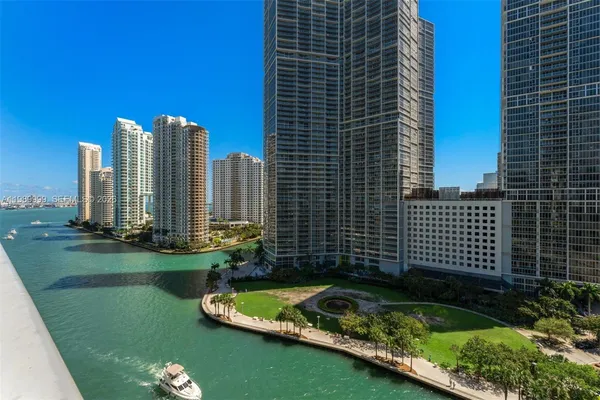 a view of a city with tall buildings