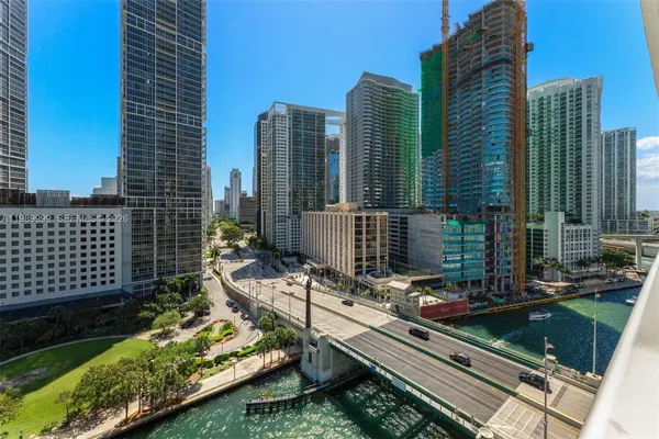 a view of a city with tall buildings