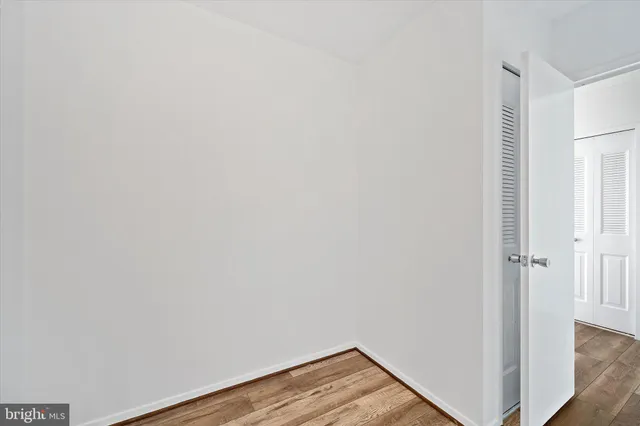 a view of small space with wooden floor