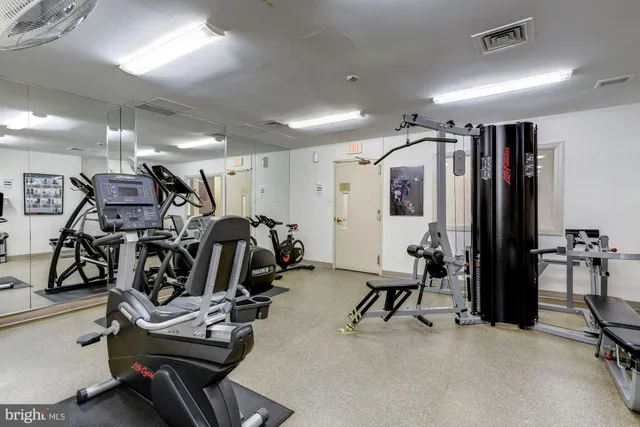 a room with gym equipment