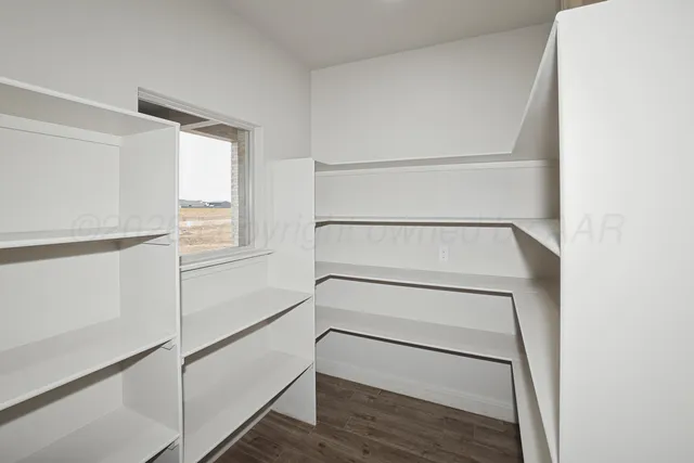 a view of walk in closet with empty racks