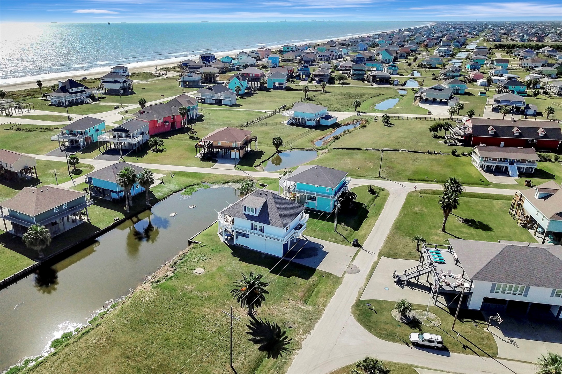 2570 Tide Road Port Bolivar, TX 77650 - Photo 45 of 50 an aerial view of a house with a garden