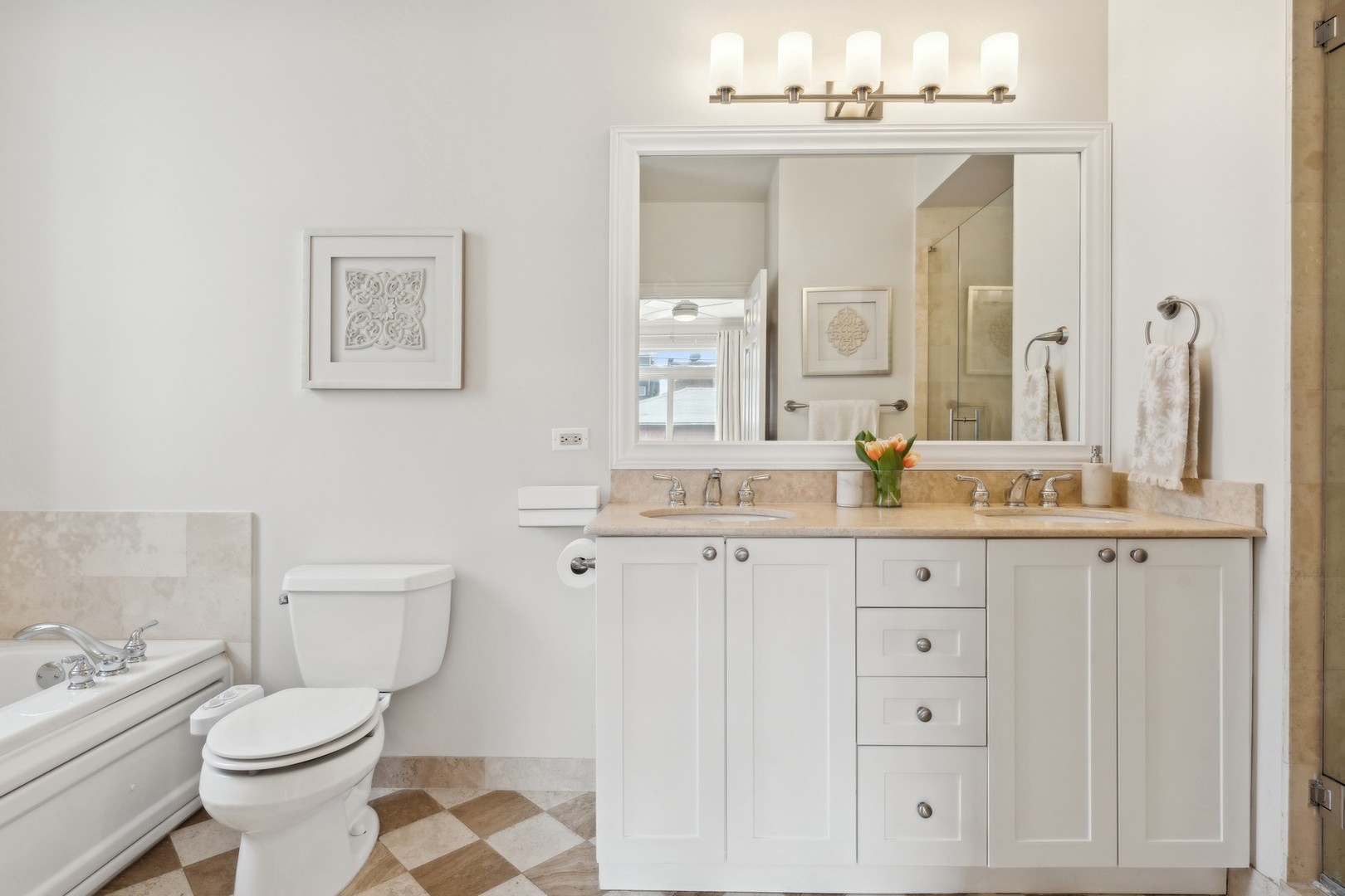 2147 West Rice Street, Unit 1W Chicago, IL 60622 - Photo 13 of 27 a bathroom with a sink vanity mirror and toilet