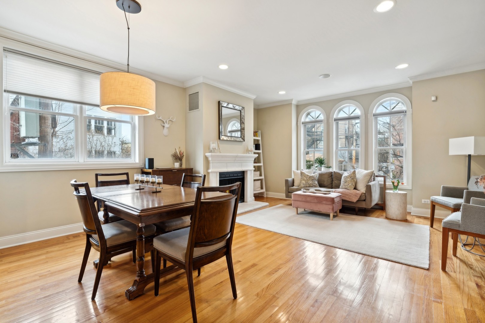 2147 West Rice Street, Unit 1W Chicago, IL 60622 - Photo 6 of 27 a view of a dining room with furniture window and wooden floor