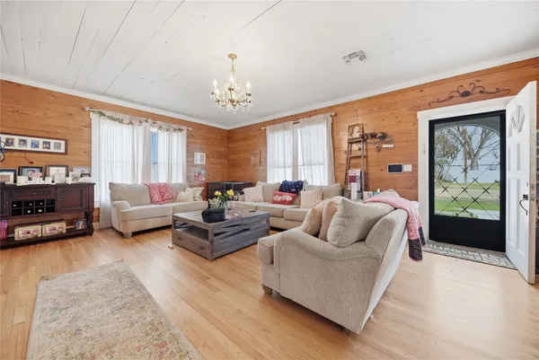 a living room with furniture or couch and a fireplace