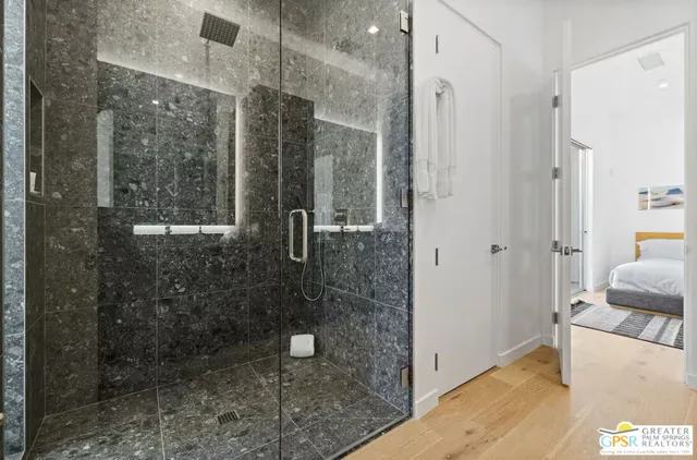 a bathroom with a shower