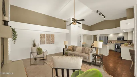 a bathroom with a granite countertop sink mirror and a bathtub
