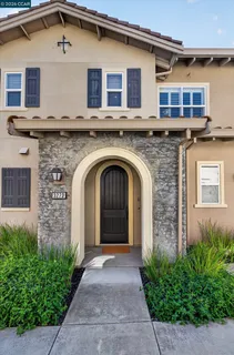 a front view of a house with plants