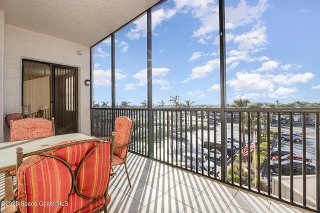 a balcony with city view
