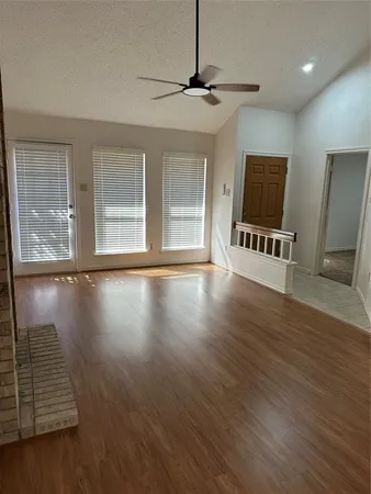 a room with a fireplace