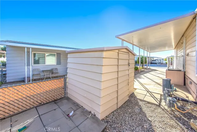 a view of a city with lawn chairs