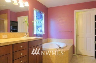 3032 Eagle Loop Northeast Lacey, WA 98516 - Photo 12 of 23 a bathroom with a granite countertop sink and a mirror
