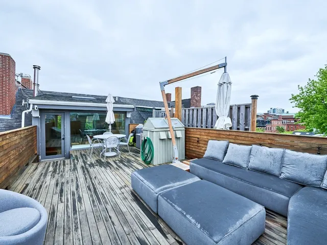 a outdoor view with a sitting space