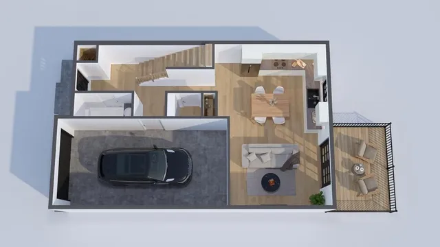 a bathroom with a mirror and shower