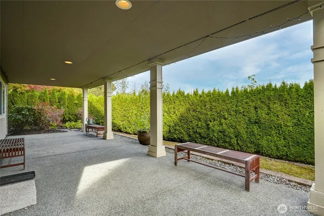 a building outdoor space with patio