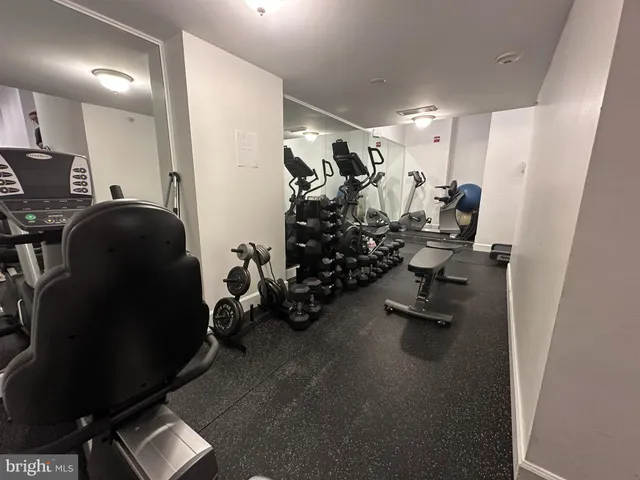 a view of a room with gym equipment