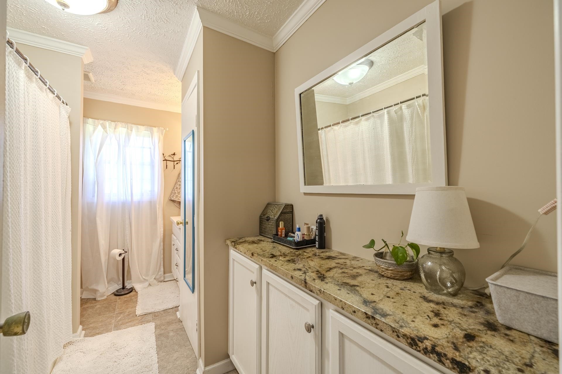 2884 Sandy Flat Road Bethel Springs, TN 38315 - Photo 26 of 40 a bathroom with a granite countertop sink and a mirror