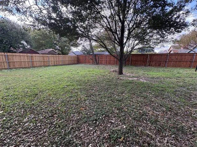 a large garden covered with tall trees